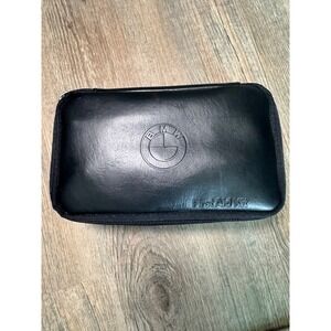 BMW Black Faux Leather First Aid Kit Pouch Zippered Automotive Organizer Bag